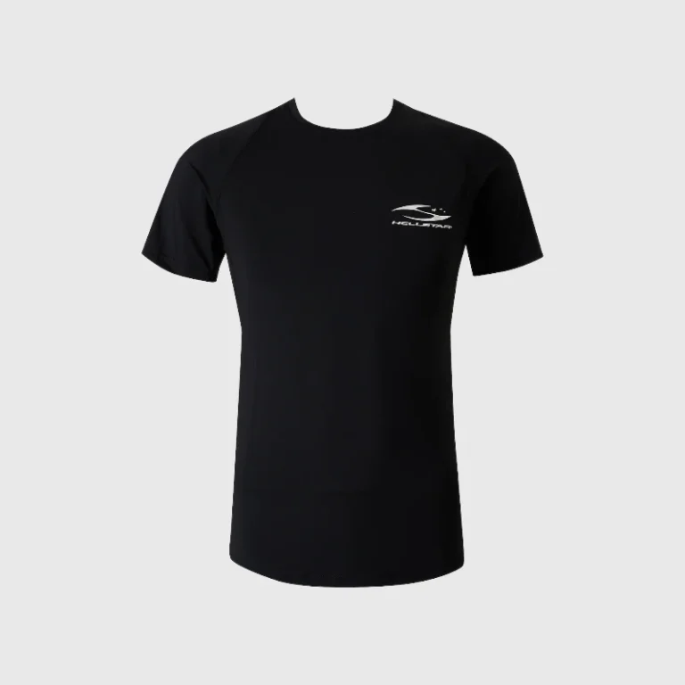Black Hellstar Compression T-Shirt featuring a white logo, designed for athletic performance and streetwear style.