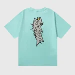 Light blue Hellstar Crack Print T-shirt shown from the back with a unique distressed artistic graphic print.
