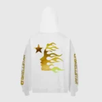 White Hellstar hoodie featuring the iconic Crying Baby graphic design in a comfortable unisex relaxed fit style.
