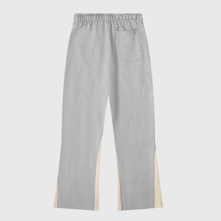 Rear view of the Hellstar Enlightenment grey sweatpants showing the elastic waistband and single back pocket.