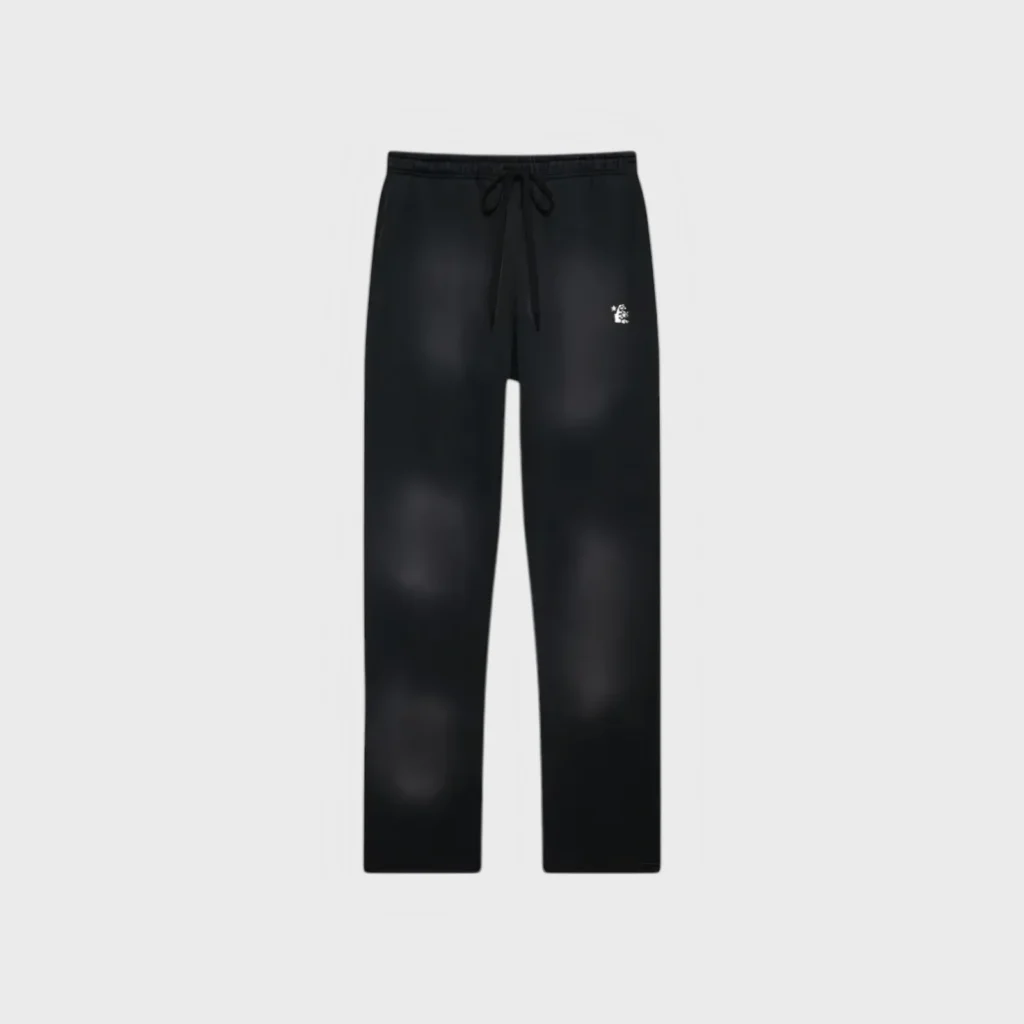 Hellstar Essentials black streetwear sweatpants featuring a comfortable drawstring waist and premium fleece construction