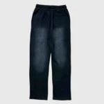 Back view of the black Hellstar Flame sweatpants showing the elastic waistband and casual relaxed fit design.