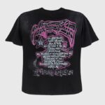 Black Hellstar Future T-shirt featuring a detailed pink graphic print on the back with inspirational text elements.