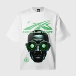 Hellstar Goggles graphic t-shirt in white, featuring a premium heavyweight cotton build and a vintage distressed design.
