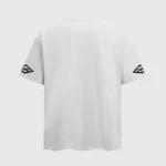White Hellstar Gradient Flame T-shirt with signature black logo sleeve print, crafted from premium soft cotton.