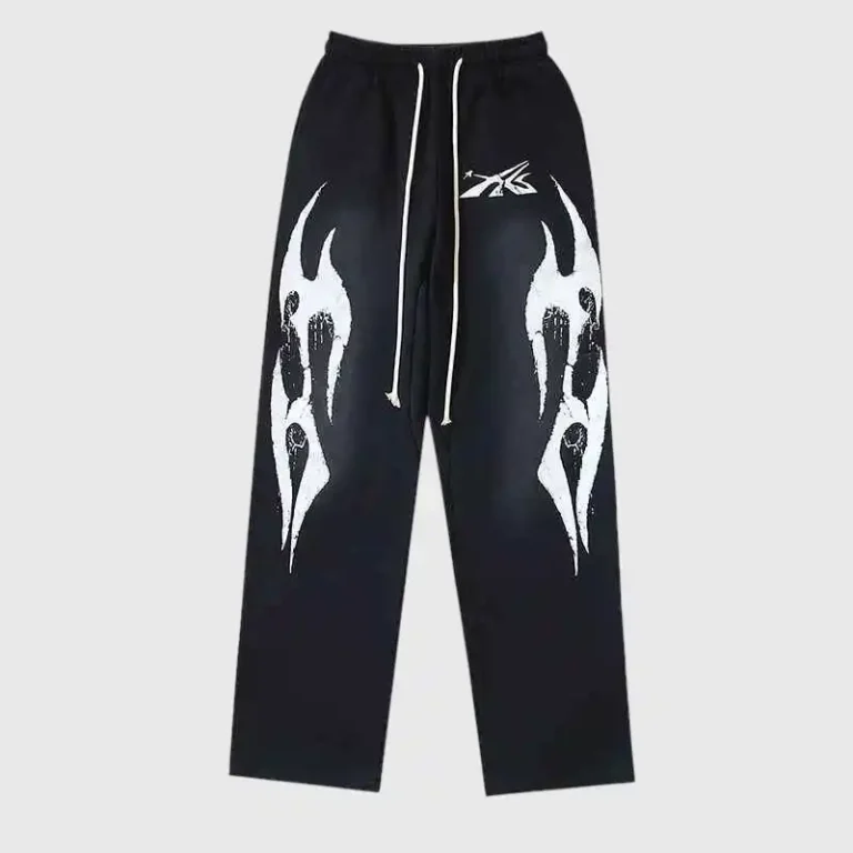 Black Hellstar Graffiti sweatpants featuring a unique white graphic print, drawstring waist, and relaxed streetwear fit.