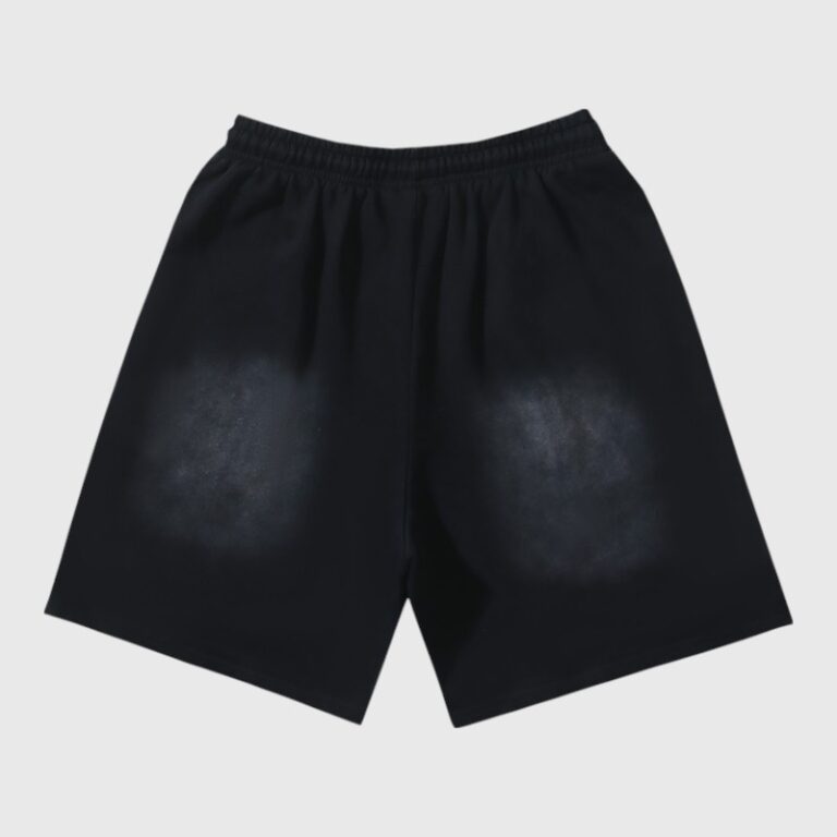 Hellstar black graffiti washed fleece shorts featuring a vintage urban style and a comfortable relaxed streetwear fit