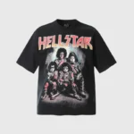 Front view of the Hellstar Graphic Tee in black with a vintage-style printed design on 100% premium soft cotton.