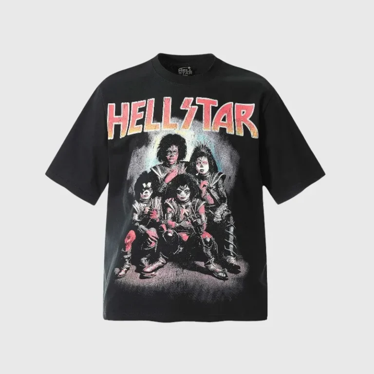Front view of the Hellstar Graphic Tee in black with a vintage-style printed design on 100% premium soft cotton.