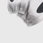 Detailed view of the gray Hellstar graphic print sweatpants showing the comfortable elasticated ankle cuffs.