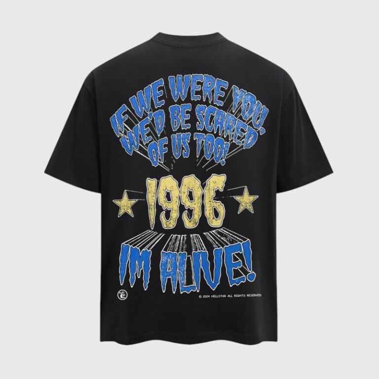 Back view of the Hellstar Halloween 1996 P2P black t-shirt featuring vintage graphic print with distressed text