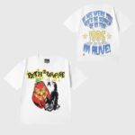 Front and back view of the white Hellstar Halloween 1996 P2P t-shirt featuring Path 2 Paradise spooky graphic print.