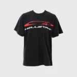 Hellstar Horizontal T-Shirt black vintage washed cotton with bold red horizontal graphic screen print, relaxed fit