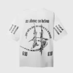Back view of the premium cotton Hellstar HS Logo T-Shirt featuring a bold graphic print with as above so below text.