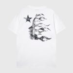 Hellstar I Love LA white t-shirt featuring a back graphic of a burning star profile design on premium cotton.