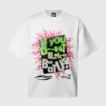 White Hellstar If You Don't Like Us graphic streetwear T-shirt with vintage wash and heavyweight cotton construction.