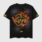 Hellstar Inner Peace black T-shirt featuring a flaming spiritual graphic design on comfortable cotton fabric.