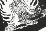 Close-up view of the white skeleton graphic design printed on the Hellstar Studios Inner Peace vintage black T-shirt.