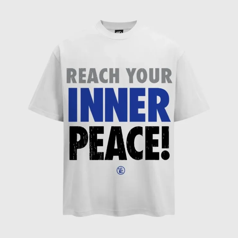Hellstar Inner Peace white graphic t-shirt featuring REACH YOUR INNER PEACE text in a stylish, comfortable unisex fit.