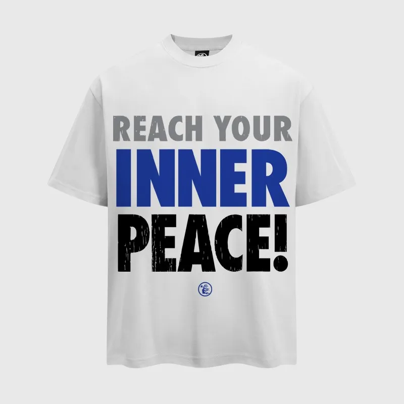Hellstar Inner Peace white graphic t-shirt featuring REACH YOUR INNER PEACE text in a stylish, comfortable unisex fit.