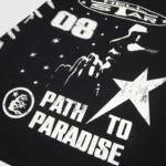 Black Hellstar Jesus sweatshirt featuring a bold Path to Paradise graphic print for a unique urban streetwear look.
