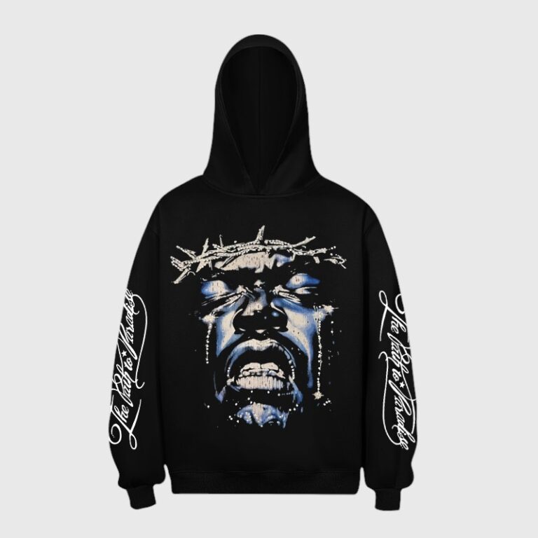 Black Hellstar Jesus Wings graphic hoodie featuring a bold crown of thorns design and detailed screen print artwork.