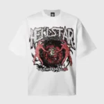 A white Hellstar Life Print graphic t-shirt featuring a unique urban design in a comfortable 100% cotton unisex style.