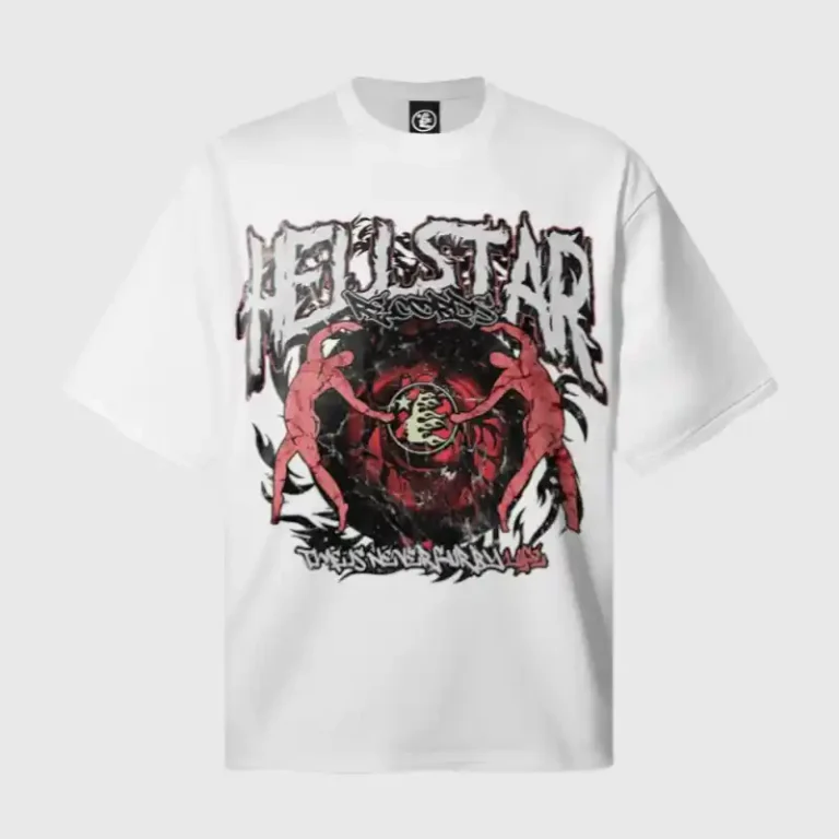 A white Hellstar Life Print graphic t-shirt featuring a unique urban design in a comfortable 100% cotton unisex style.