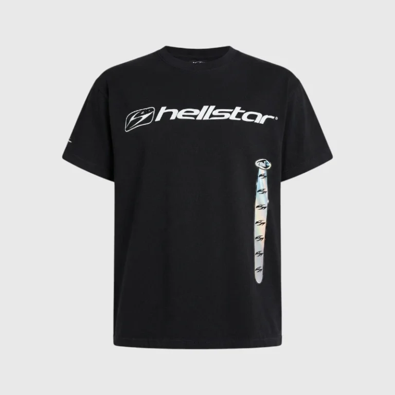 Black Hellstar Marathon II T-shirt with signature logo graphic, premium heavyweight cotton, and relaxed streetwear fit.