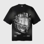 Hellstar No Guts No Glory Helmet T-Shirt in black featuring a premium screen printed racing helmet graphic design