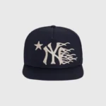 Navy Hellstar NY snapback hat featuring an iconic urban street style aesthetic with a bold graphic design.