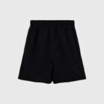 Back view of black Hellstar nylon athletic shorts featuring a clean design and elastic waistband for comfortable wear