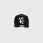 The Hellstar OG Logo Snapback Hat is a black adjustable street-style baseball cap featuring an iconic white logo.