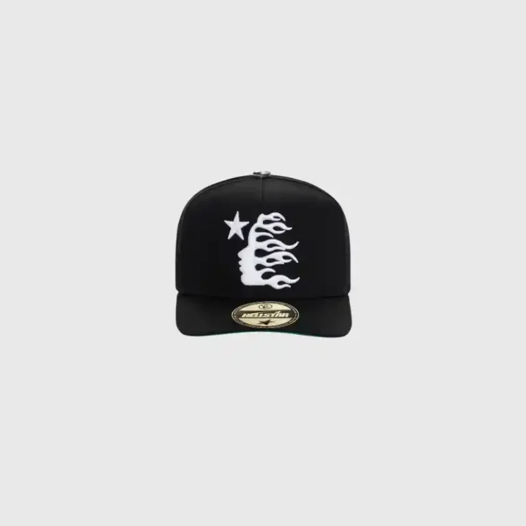 The Hellstar OG Logo Snapback Hat is a black adjustable street-style baseball cap featuring an iconic white logo.