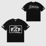Hellstar P2P Black T-Shirt featuring Path to Paradise graphic print, showing front and back views of the unisex cotton tee.