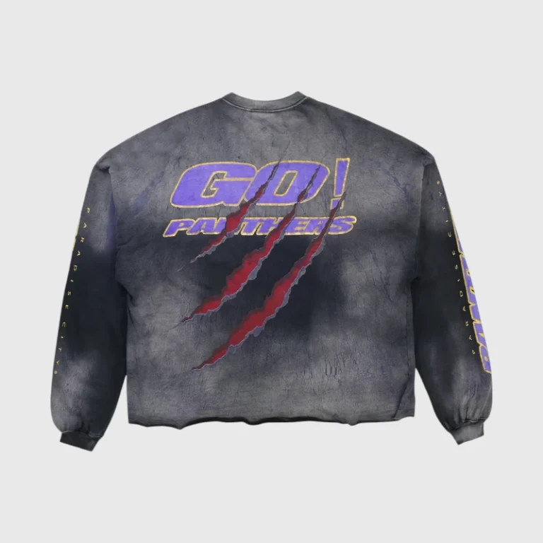 Back view of the Hellstar Paradise City Panthers sweater featuring a graphic logo print and claw mark design