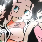 Close-up of the Hellstar Paradise Girls T-shirt graphic featuring a stylized and colorful cartoon character print.