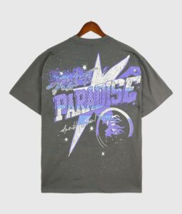 Hellstar Path To Paradise vintage washed dark grey graphic t-shirt for men and women made of 100% premium cotton.