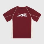 Red and white Hellstar Printed Sports T-Shirt featuring a graphic logo on the back, crafted from moisture-wicking fabric.