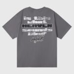 Hellstar Rage T‑shirt dark grey back with bold white "Is this what Heaven sounds like?" slogan and Hellstar logo