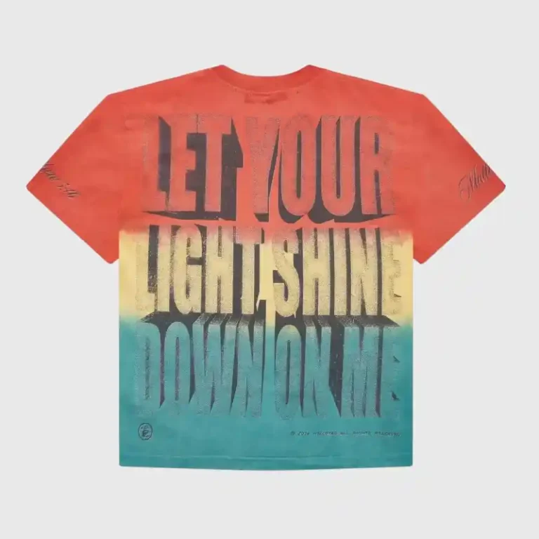 Back view of the Hellstar Rasta graphic T-shirt featuring a colorful gradient design and bold lettering on premium cotton.