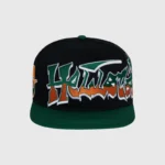 This stylish Hellstar Records snapback hat features a premium green and black embroidered design for streetwear fans.