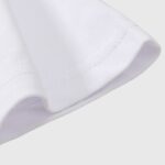 Close-up view of the white premium cotton fabric texture from the official Hellstar Records print T-shirt apparel.