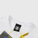 Official Hellstar Records white cotton t-shirt featuring the authentic branded neck label and size tag detail.