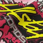 Close-up view of the bold graphic screen print design on the premium Hellstar Records White Hoodie streetwear garment.