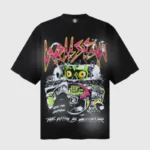 Hellstar Ride the Lightning graphic T-shirt in premium black cotton with a bold colorful front print design.