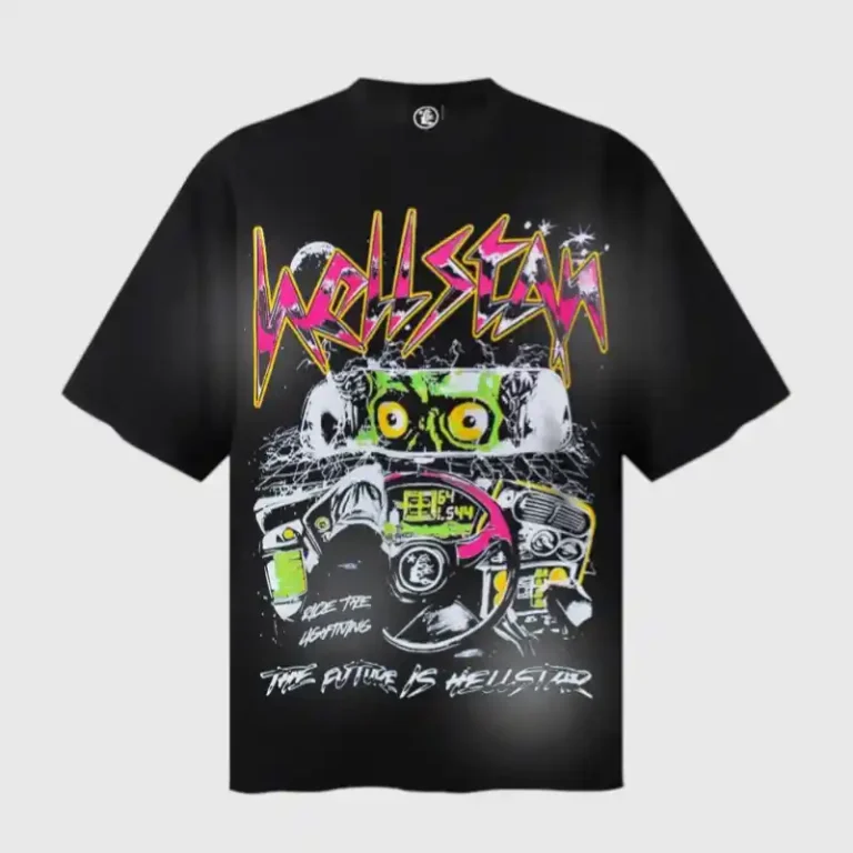 Hellstar Ride the Lightning graphic T-shirt in premium black cotton with a bold colorful front print design.