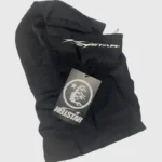 Black Hellstar Shiesty balaclava ski mask featuring the official brand logo tag and a sleek streetwear design aesthetic.
