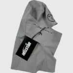 Hellstar Shiesty Balaclava Ski Mask in gray with brand logo tag and unique urban streetwear design for winter wear