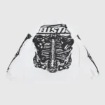 Back view of the white Hellstar Skeleton long sleeve shirt featuring a graphic screen print made of 100% cotton.